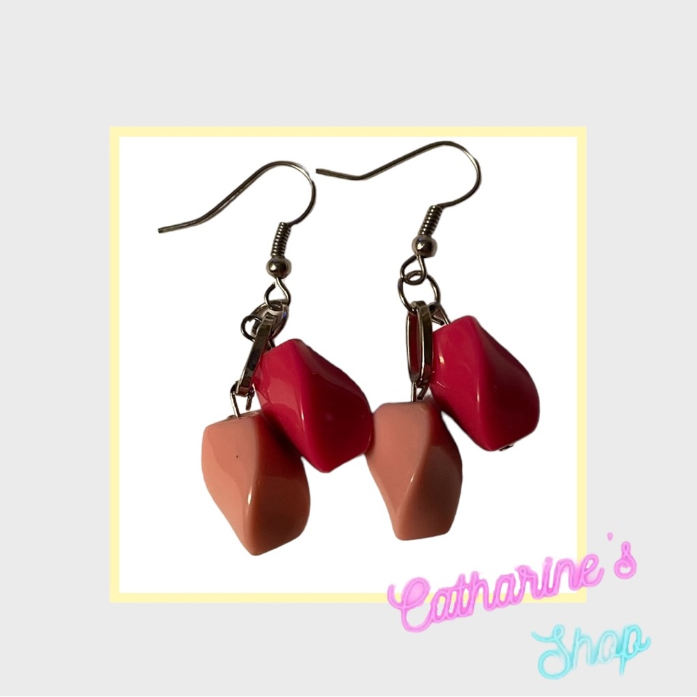 Dangle Pink Bead Earrings